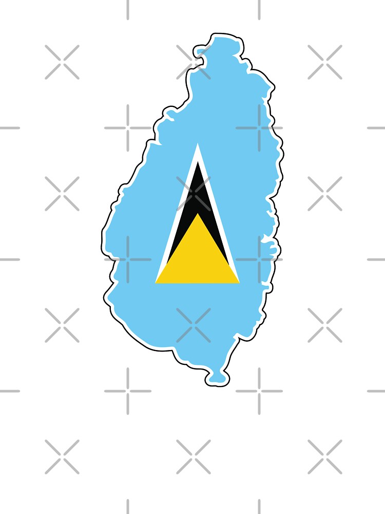 St lucia national flag clipped into map of st lucia kids t
