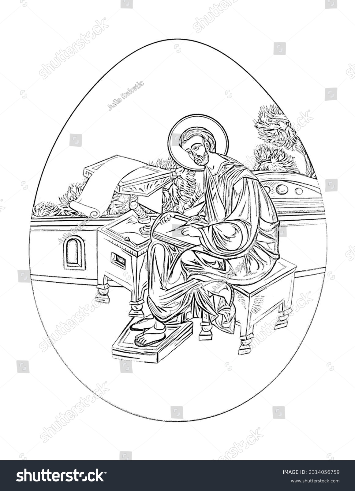 Saint luke evangelist over royalty