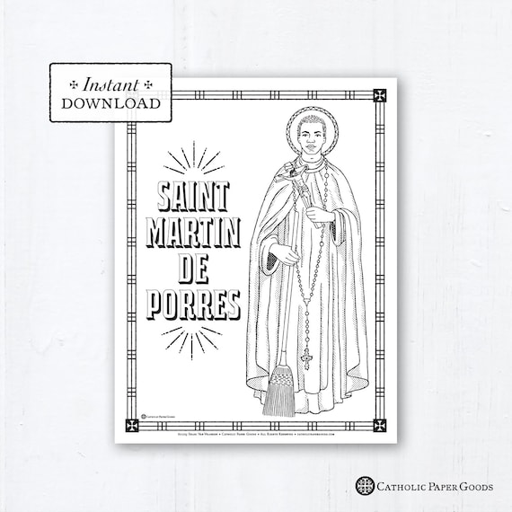 Catholic coloring page saint martin de porres catholic saints printable coloring page digital pdf