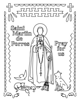 St martin de porres coloring page by the little rose shop tpt