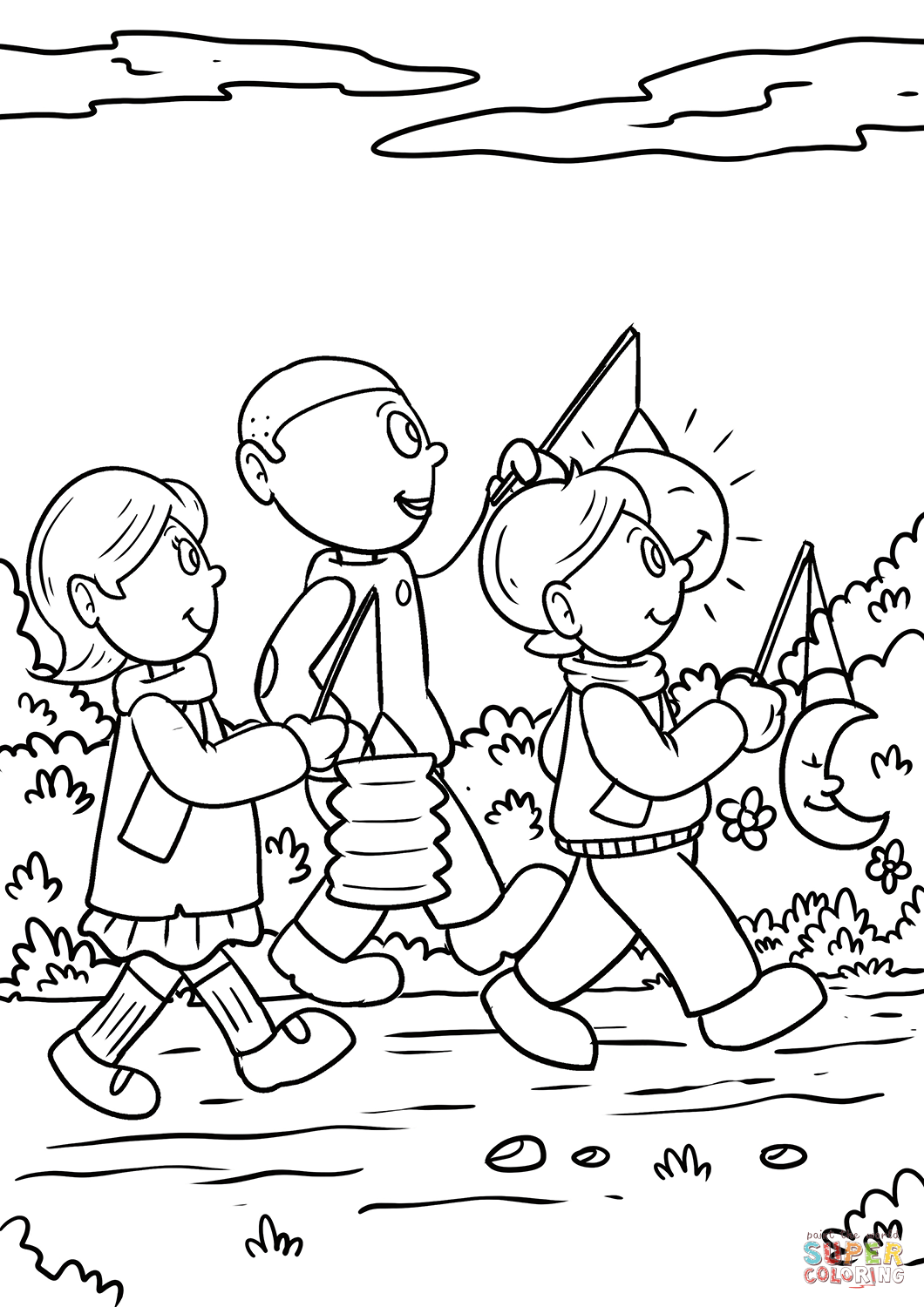 Kids celebrating saint martins day coloring page free printable coloring pages
