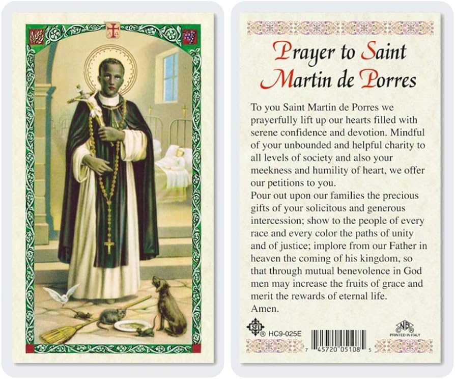 Prayer to st martin de porres holy card hc