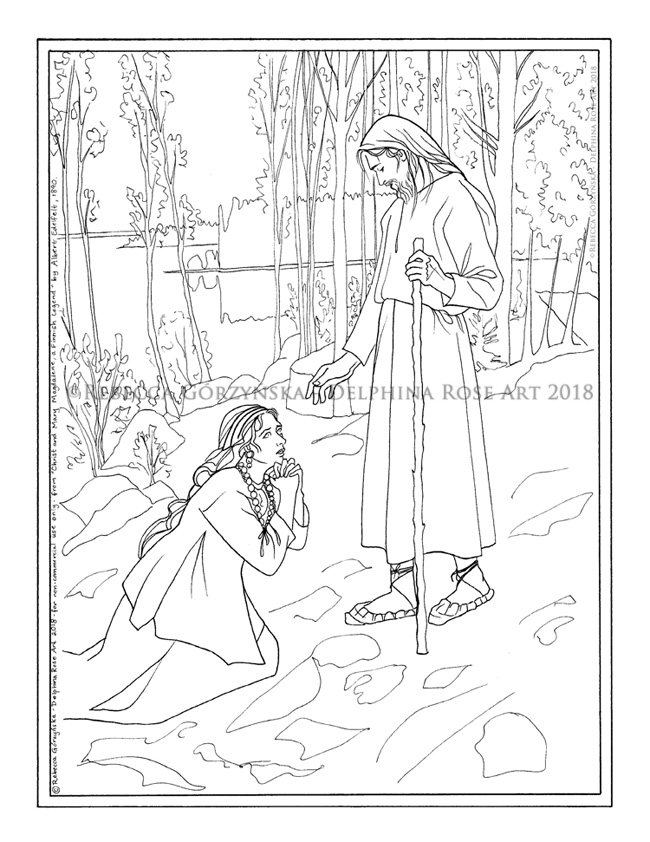 Christ and mary magdalene coloring page â delphina rose art