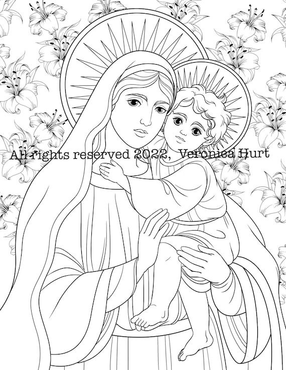 Solemnity of mary mother of god coloring page saint mary coloring page for kids and adults