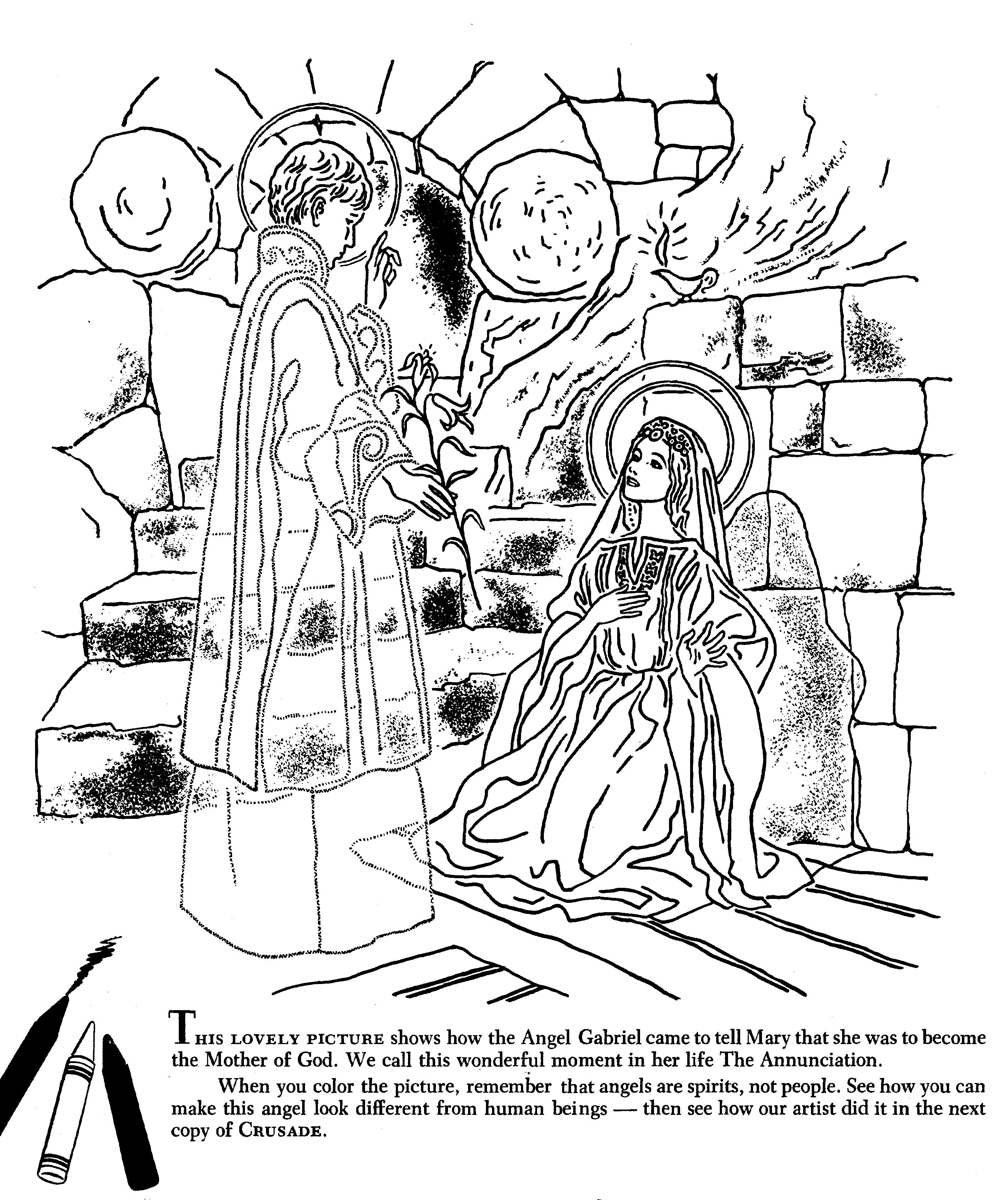 Annunciation coloring pages â family in feast and feria