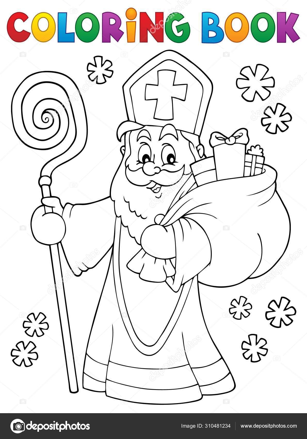 Coloring book saint nicholas topic stock vector by clairev
