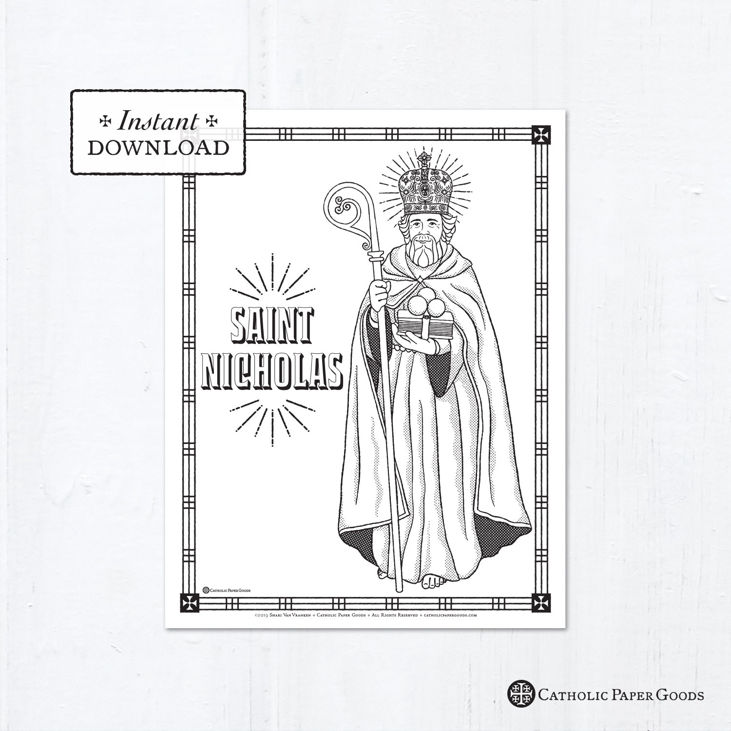 Catholic coloring page saint nicholas catholic saints