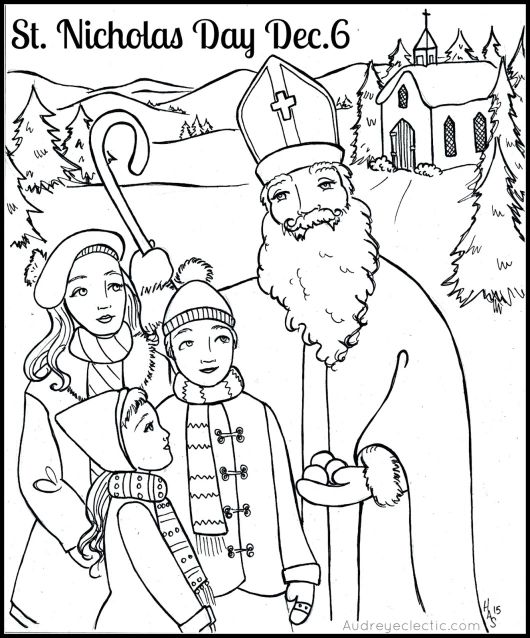 Free printable st nicholas day â sleightholm folk art st nicholas day saint nicholas coloring pages