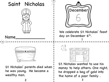 Saint nicholas mini book and coloring page by miss ps prek pups