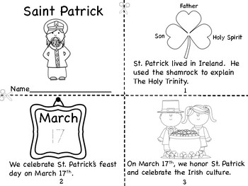 Saint patrick mini book and holy trinity shamrock by miss ps prek pups