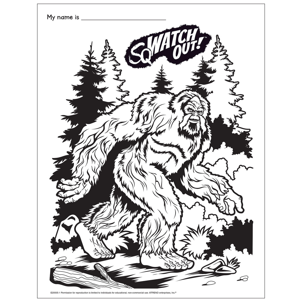 Free printable bigfoot coloring page â trend enterprises inc