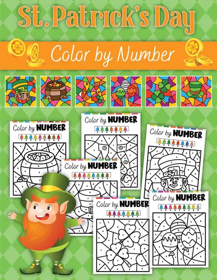 St patricks day color by number free printable