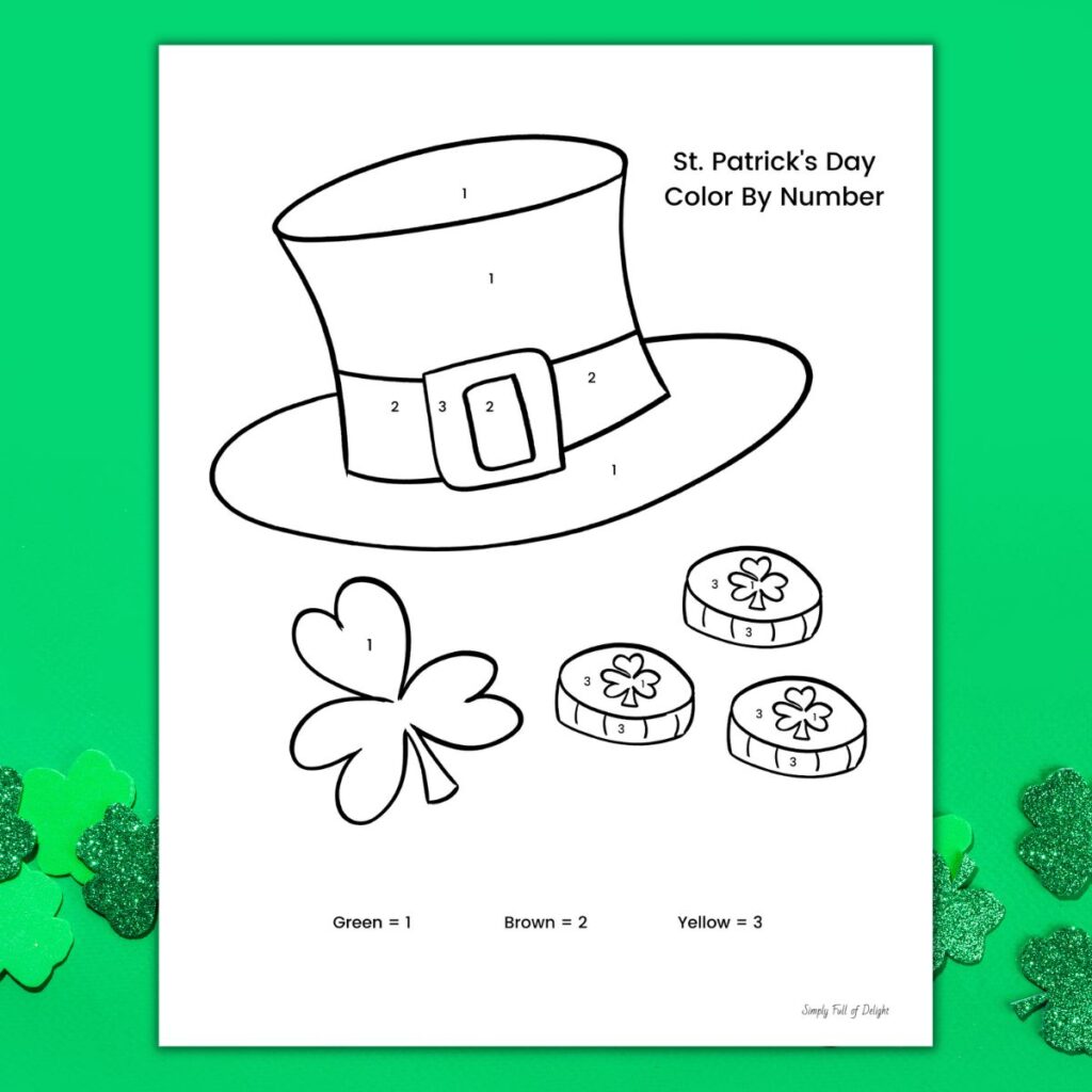 St patricks day color by number worksheets free