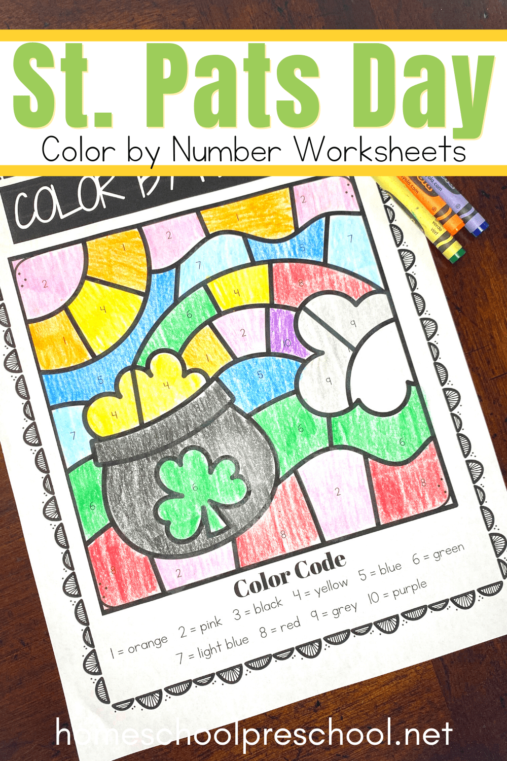 Free printable st patricks day color by number worksheets
