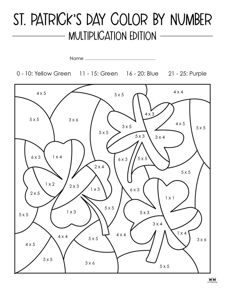 St patricks day color by number