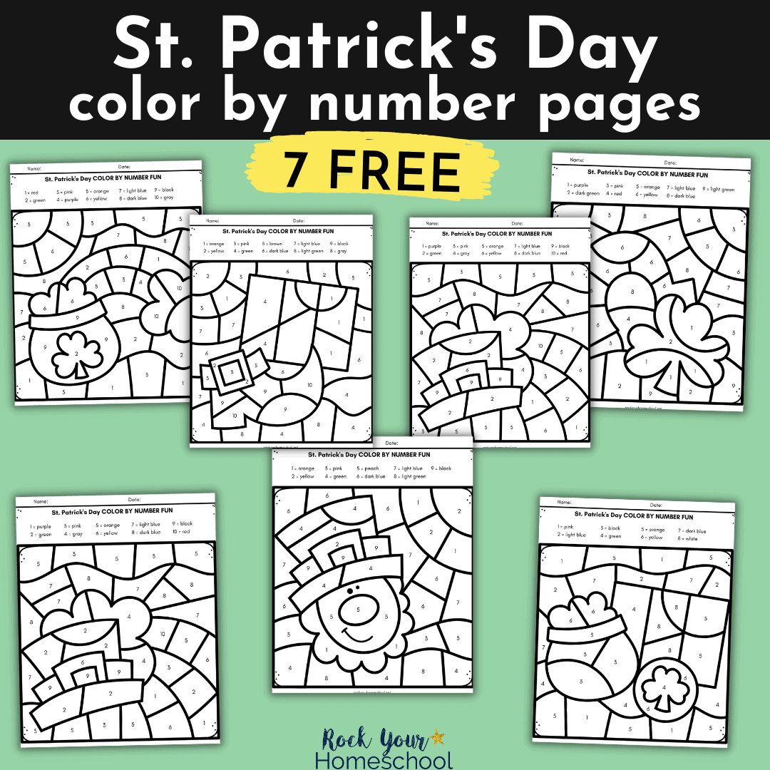 St patricks day color by number pages