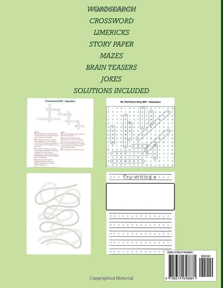 St patricks day puzzle activity book for kids hours of boredom busting fun for
