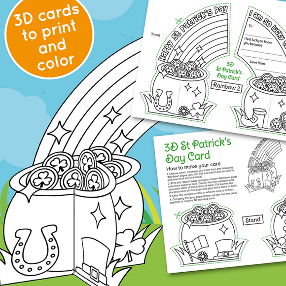 D st patricks day card to color â messy little monster shop