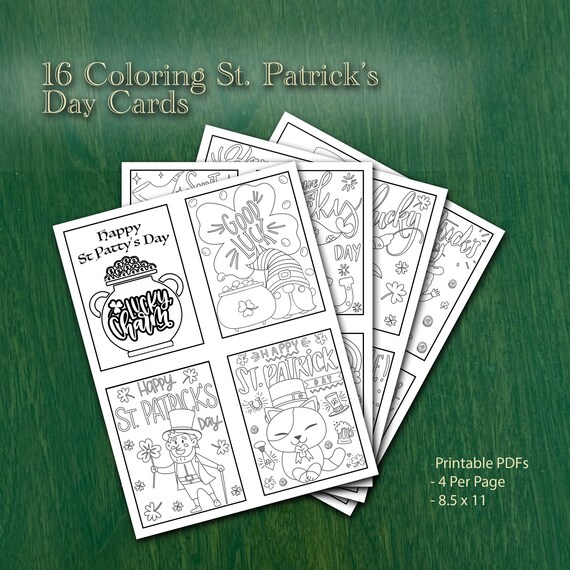 Printable coloring st patricks day cards