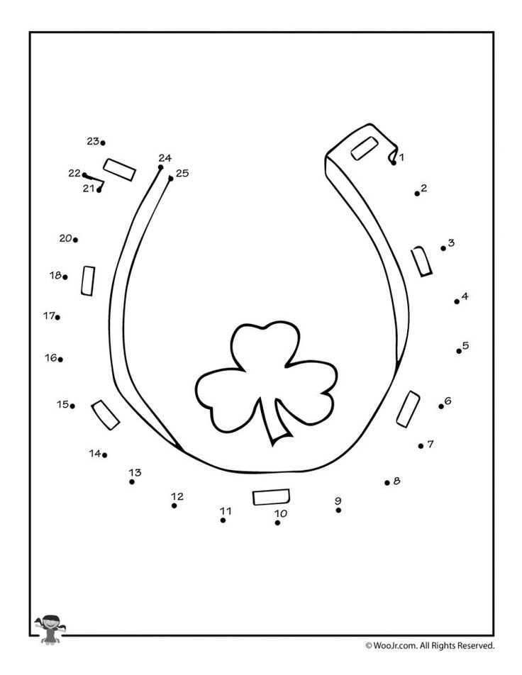 Lucky horseshoe connect the dots activity woo jr kids activities childrens publishing connect the dots st patrick day activities childrens publishing