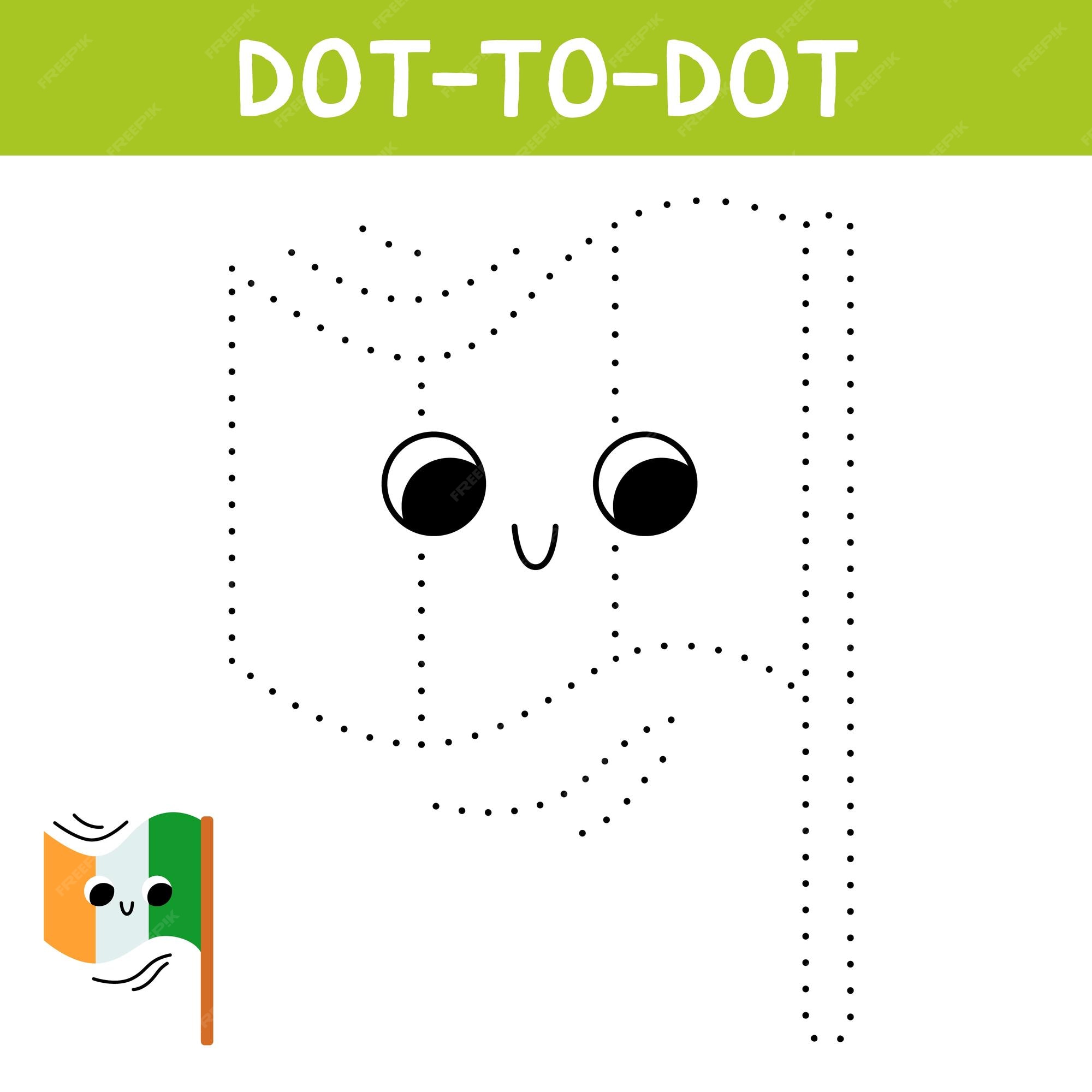Premium vector connect the dots and draw cute irish flag st patricks day coloring book printable worksheet with solution for school and preschool educational game for kids