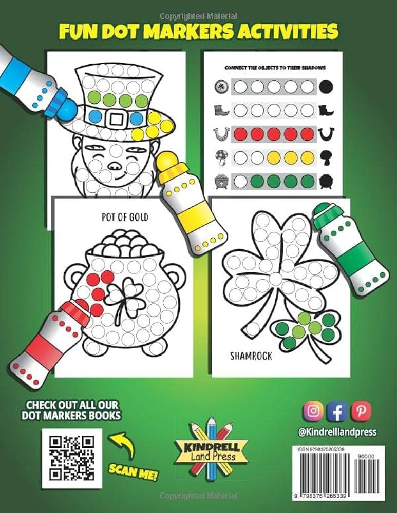 Dot markers activity book st patricks day dot coloring book for toddlers with easy guided big dots illustrations preschool kindergarten activities for kids age