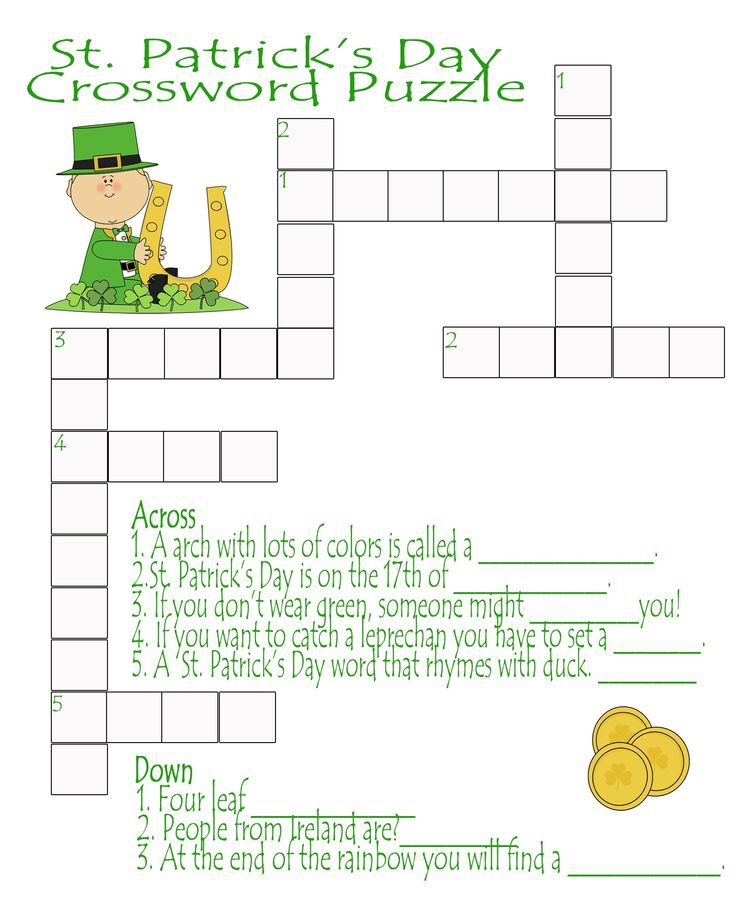 Free printable st patricks day crossword puzzles printable crossword puzzles printable crossword puzzles st patrick day activities st patricks day