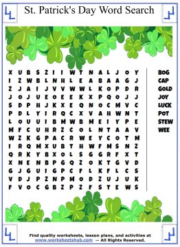 St patricks day word search
