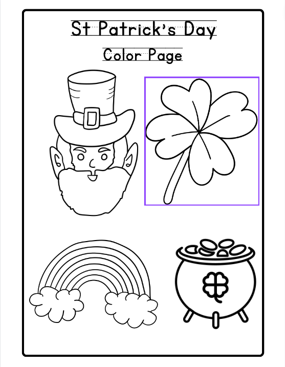 St patricks day games for kids word search crossword color page â jean burke studio