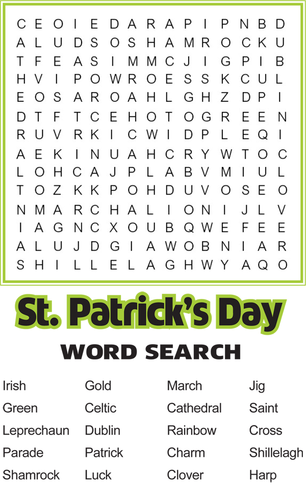 St patricks day word search