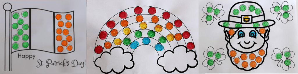 St patricks day dot art printables