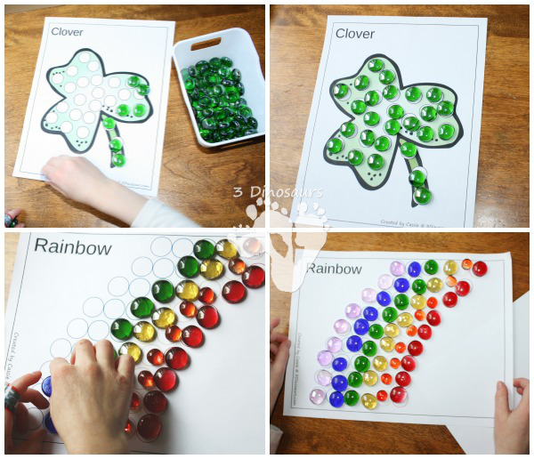 Free st patricks day dot markers printables dinosaurs
