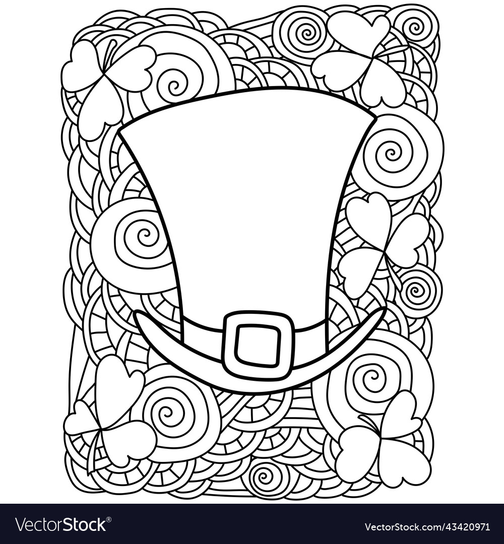 Coloring page with hat for st patricks day vector image