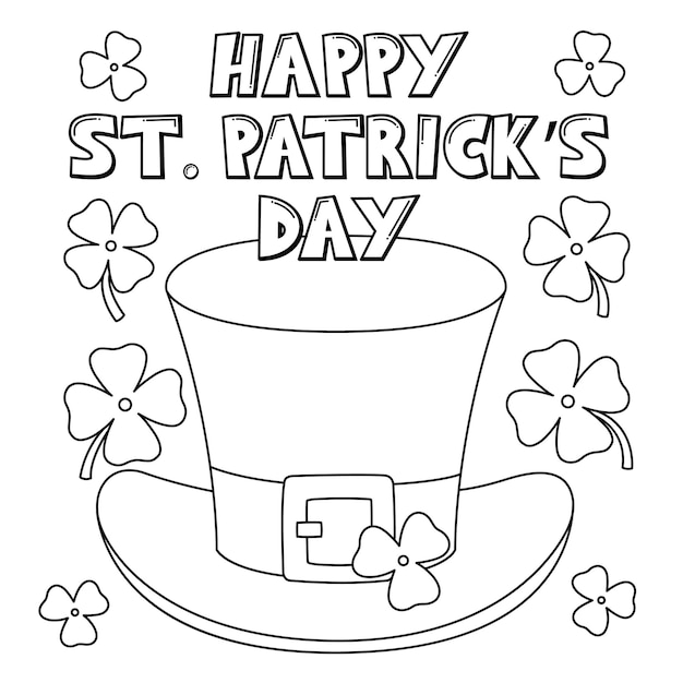 Premium vector happy st patricks day leprechaun hat coloring