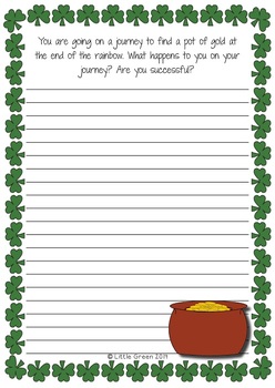 St patricks day writing prompt worksheets by little green tpt