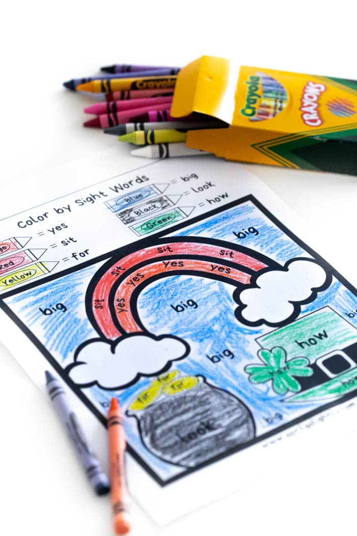 Free st patricks day sight words printable