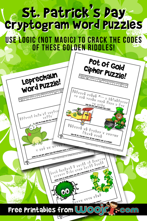St patricks cryptogram word puzzles woo jr kids activities childrens publishing