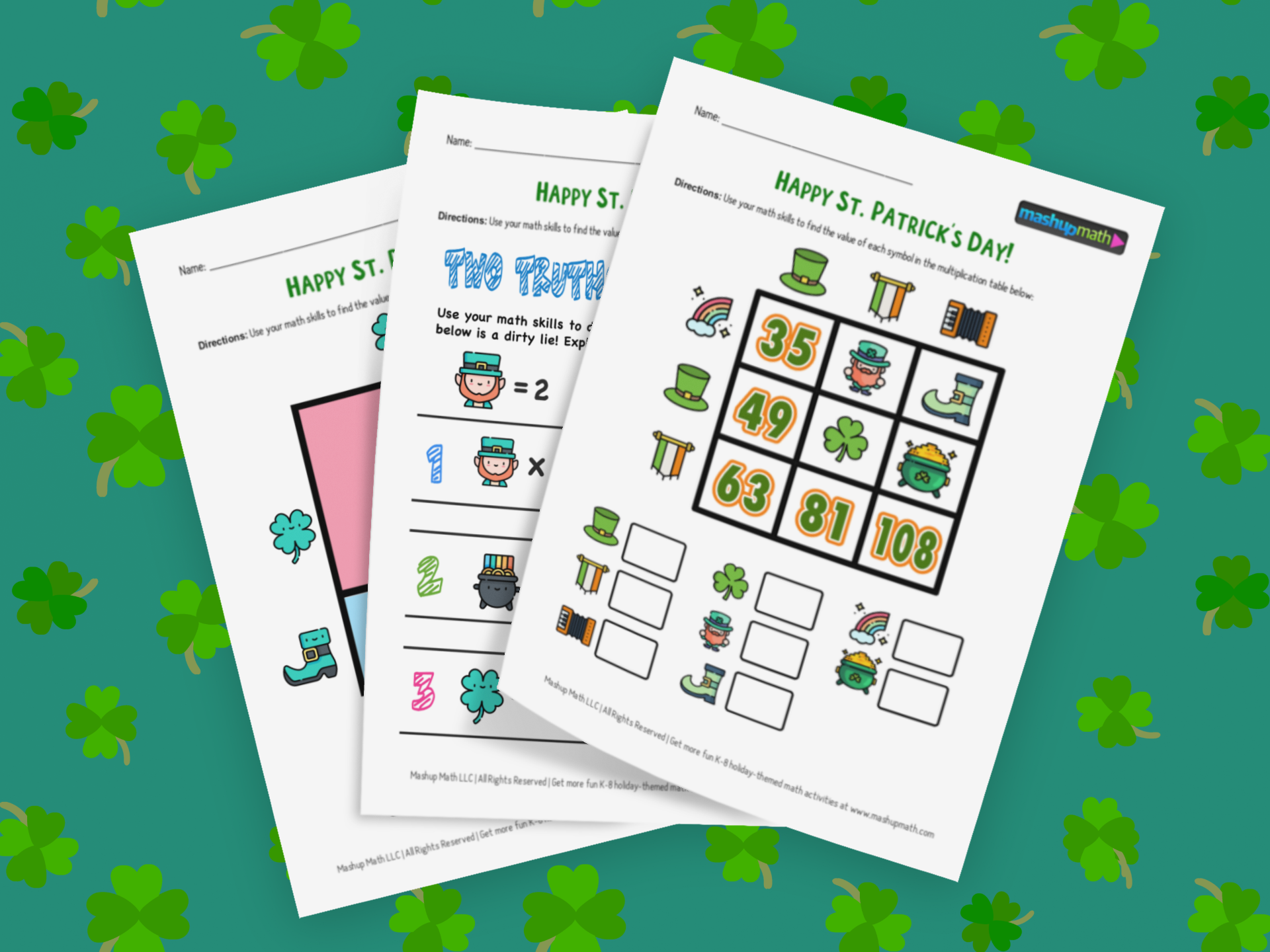 St patricks day math activities for grades k