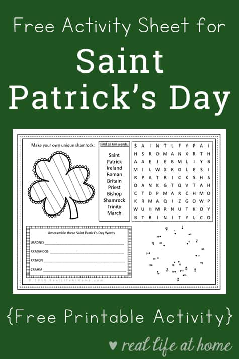 Free st patricks day activity page printable for kids