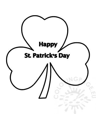 Happy st patricks day clover leaf coloring page