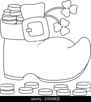 St patricks day shoe coloring page for kids stock vector image art