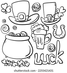 Set outline doodles st patricks day stock vector royalty free