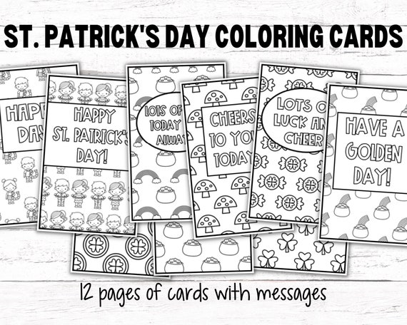 St patricks day coloring cards kids st patricks day coloring pages st patricks day printable coloring cards diy coloring cards
