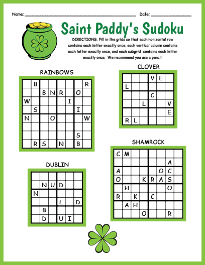 Saint patricks day sudoku