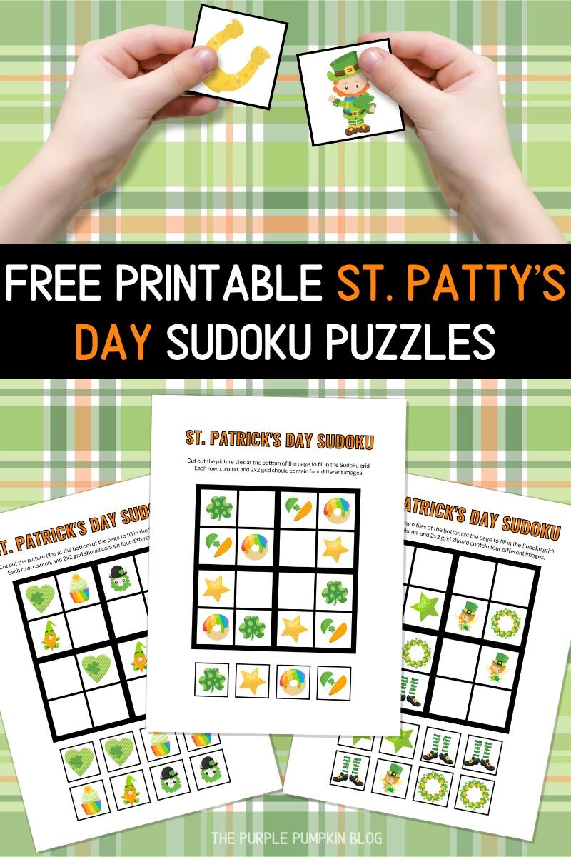 Free printable st patricks day picture sudoku puzzles for kids