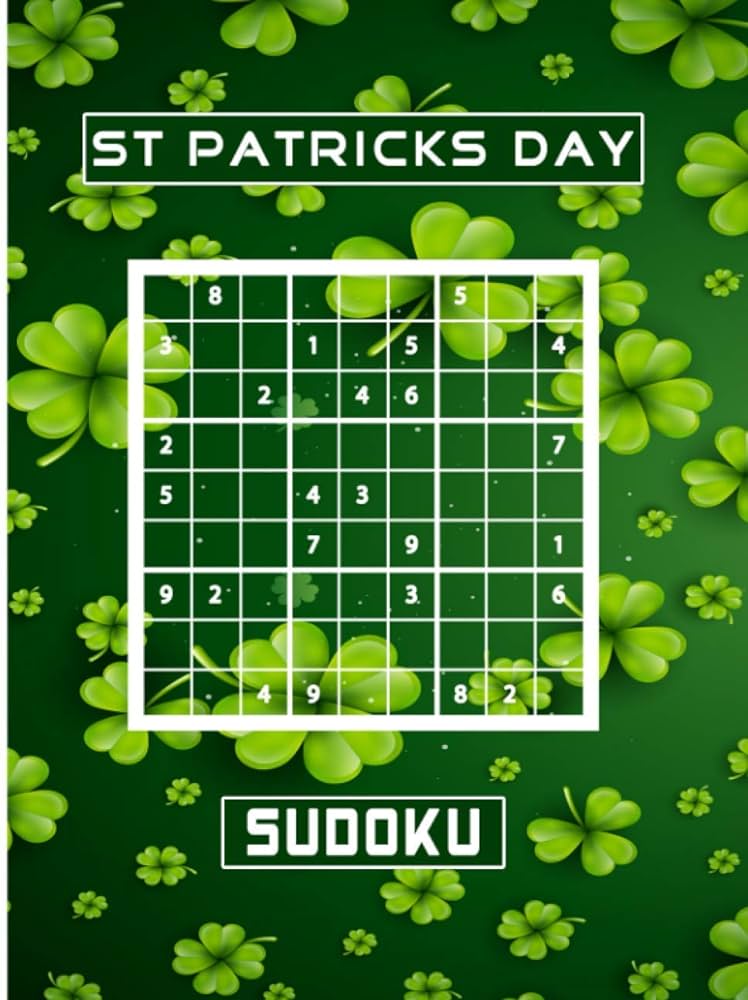 St patricks day sudoku a puzzle book gift for adults with solutions from easy to super hard river publishers brain books