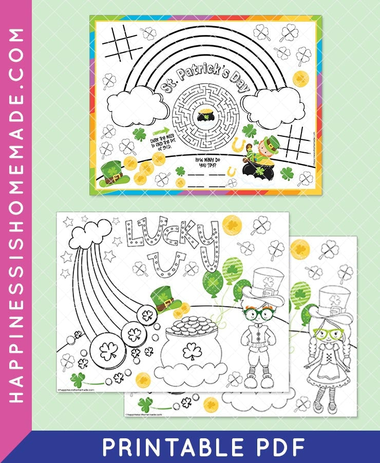 St patricks day activity placemat and coloring sheets â happiness is homemade