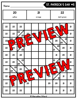 Mystery picture st patricks day math color by number activity coloring pages