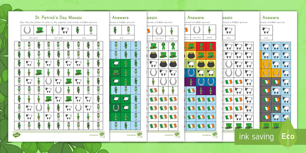 St patricks day mosaic activity arts crafts