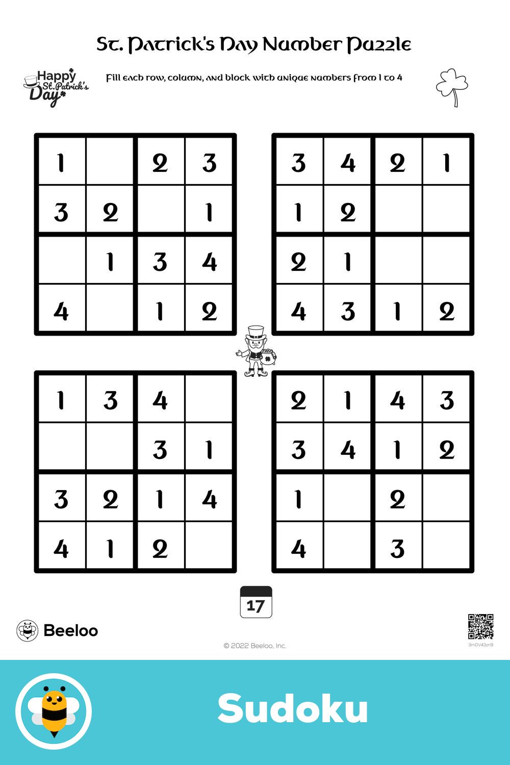 St patricks day number puzzle prtable crafts puzzles for kids number puzzles